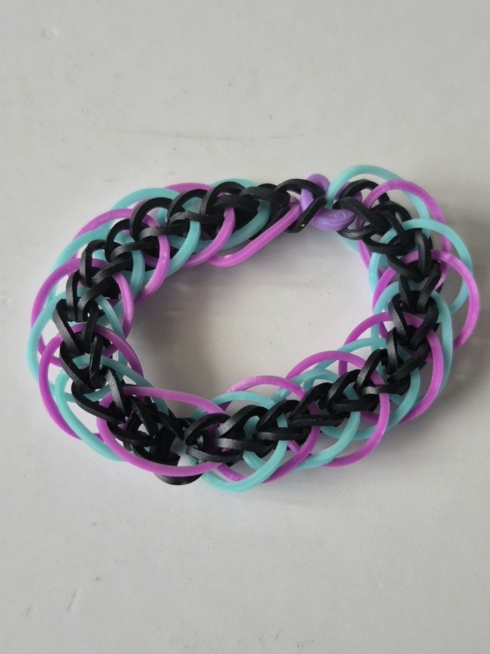 Handmade Elastic Bracelet - Purple Turquoise Loops